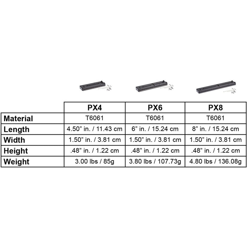 ProMediaGear PX4Q 4.5" Arca-Type Double Dovetail Plate with QD Quick Release Adapter Port