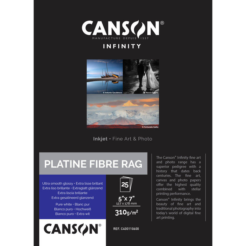 Canson Infinity Platine Fibre Rag Paper (5 x 7", 25 Sheets)