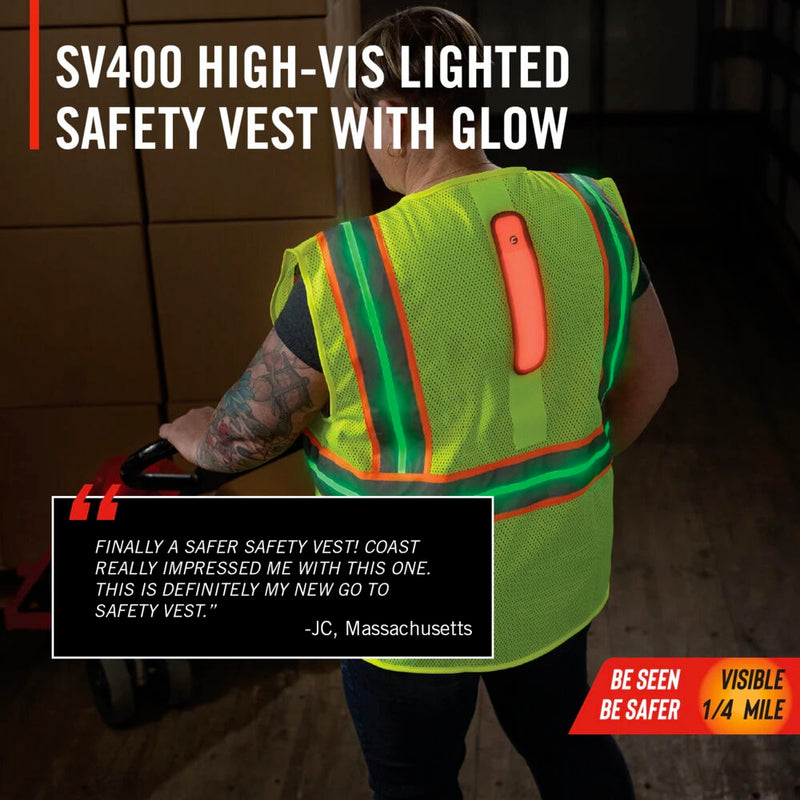 COAST SV400 Rechargeable / Reflective Hi Vis Safety Vest (Large)