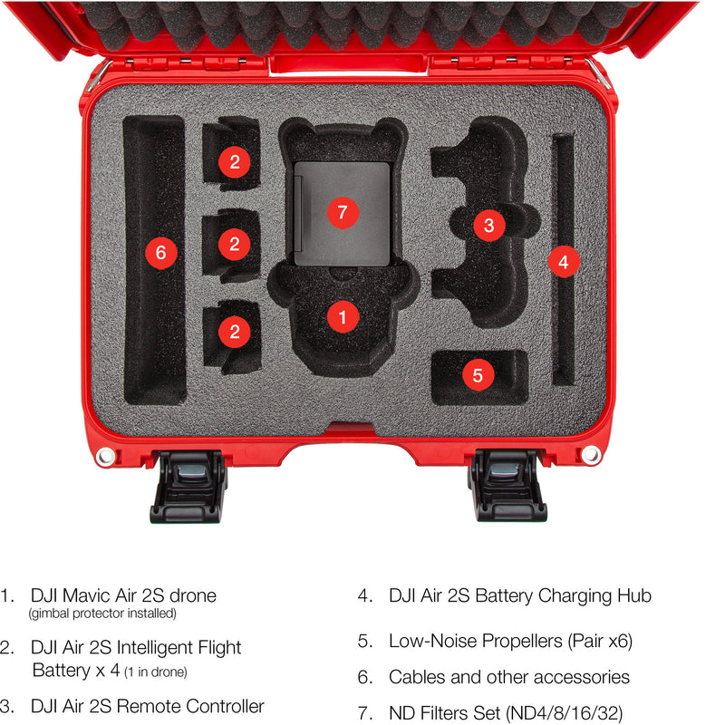 Nanuk 915 Waterproof Hard Case with Insert for DJI Air 2S Fly More Combo (Red)