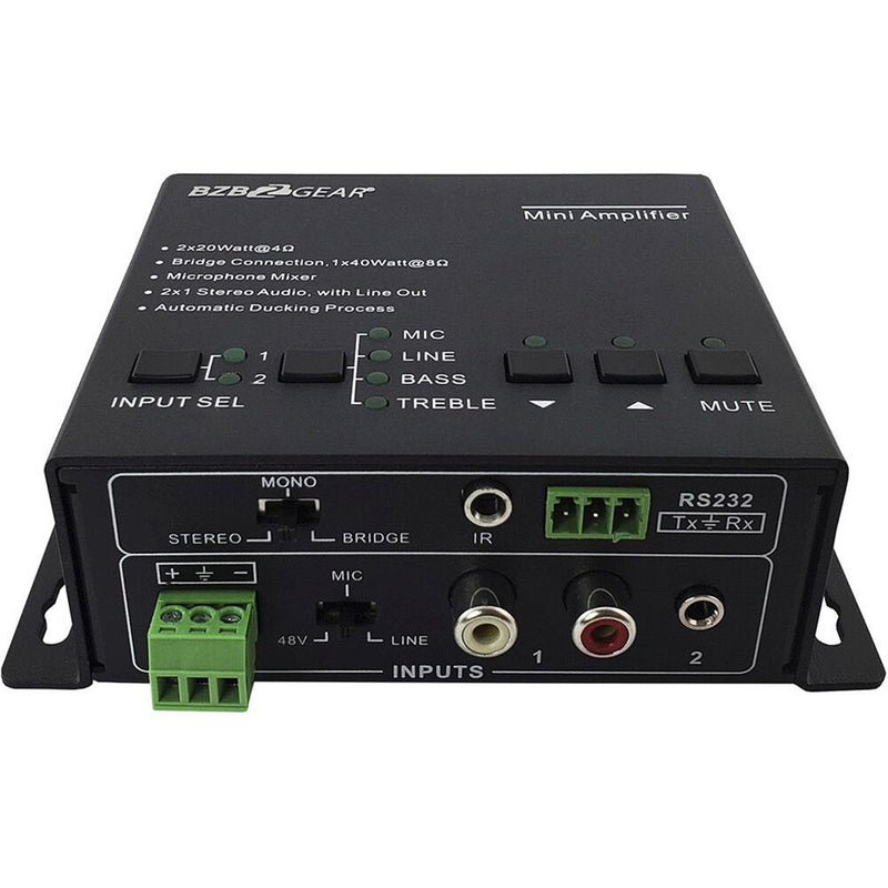 BZBGear 2-Channel 40W Compact Stereo/Mono Audio Amplifier with 3 Inputs