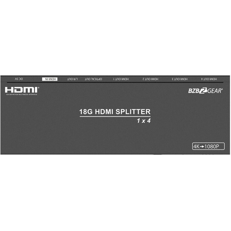 BZBGear 4-Port 4K 60Hz HDMI Splitter/Down-Scaler with Digital and Analog Audio Output