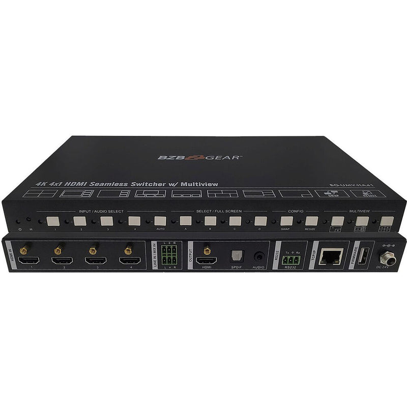 BZBGear 4x1 4K HDMI Seamless Switcher/Scaler with Audio and Multiview