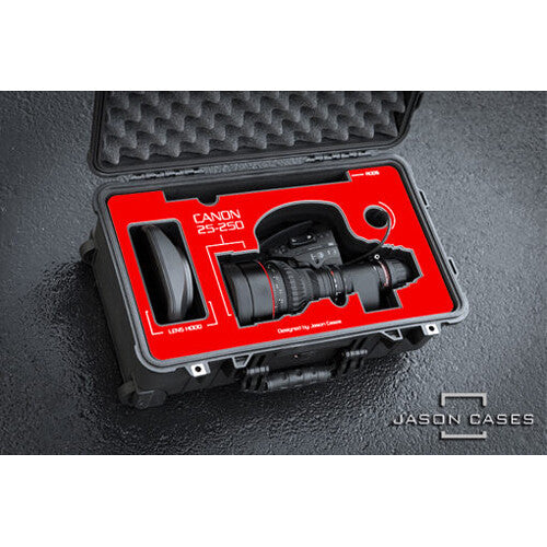 Jason Cases Pelican Case for Canon 25-250mm Lens (Red Overlay)