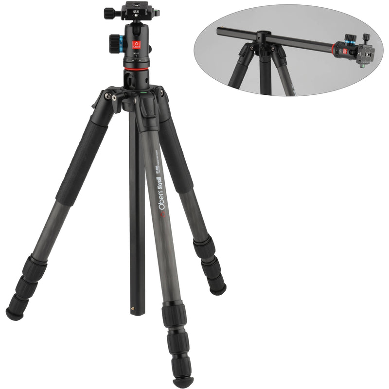 Oben Skysill CFT-6194L 4-Section Carbon Fiber Tripod with 90&deg; Lateral Center Column and BE-117 Dual-Action Ball Head