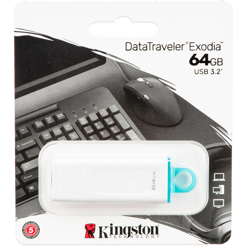 Kingston 64GB Exodia USB 3.2 Flash Drive (White)