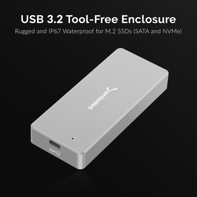 Sabrent USB 3.2 Gen 2 Water-Resistant M.2 Drive Enclosure