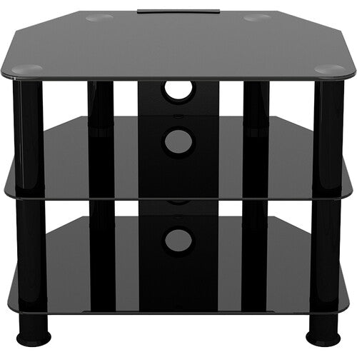 AVF Group Classic Corner Glass TV Stand (Black Frame, Black Glass)