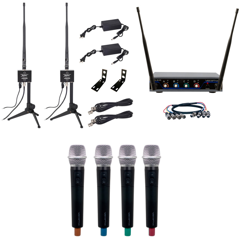 VocoPro BOOST-ACAPELLA-4 Four-Channel Long-Range Digital Wireless Handheld Microphone System (900 MHz)