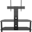 AVF Group 45" Corner Pedestal TV Stand (Black Glass with Black Tube)