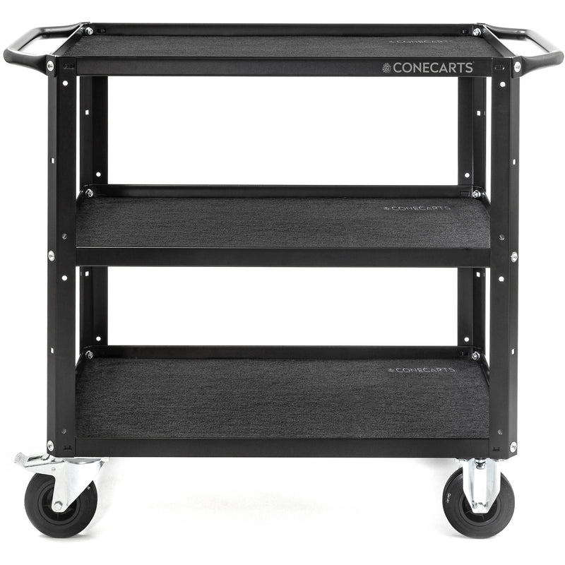 ConeCarts 1-Series Small 3-Shelf Cart with Black Moquette