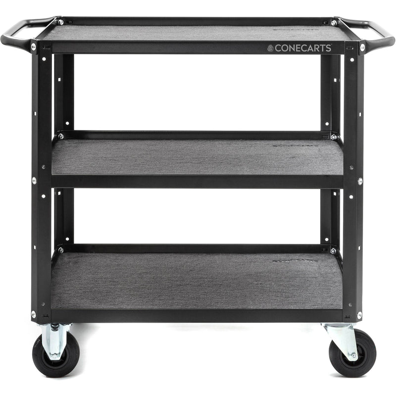 ConeCarts 1-Series Small 3-Shelf Cart with Gray Moquette