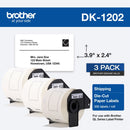 Brother DK1202 Die-Cut Shipping Paper Labels (White, 300 Labels, 2.4 x 3.9", 3-Pack)