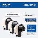 Brother DK1203 Die-Cut Shipping Paper Labels (White, 300 Labels, 0.66 x 3.4", 3-Pack)