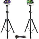 VocoPro Dynamic Duo All-in-One Dual Rave Light Package with Stands, Brackets, and DMX Cable