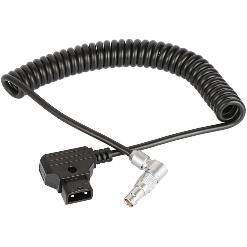 CAMVATE D-Tap to Right-Angle 2-Pin LEMO-Type Coiled Power Cable for RED KOMODO (47.2")