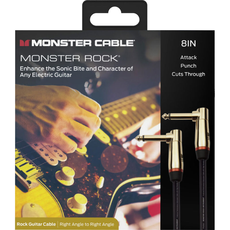 Monster Cable Prolink Rock Series Right-Angle 1/4" Male to Right-Angle 1/4" Male Instrument Cable (8")