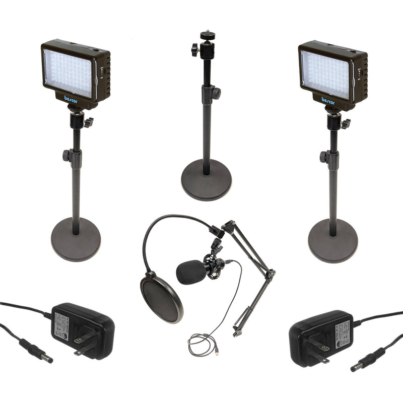 Bescor LED70 Streamer 2-Light Kit with Mic and Stands