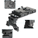 CAMVATE V-Mount Battery Plate/Power Splitter with Adjustable 15mm Rod Mount