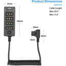 CAMVATE Male to Quad Female D-Tap Hub with Coiled Cable & USB/DC Outputs (11.8 to 29.5")