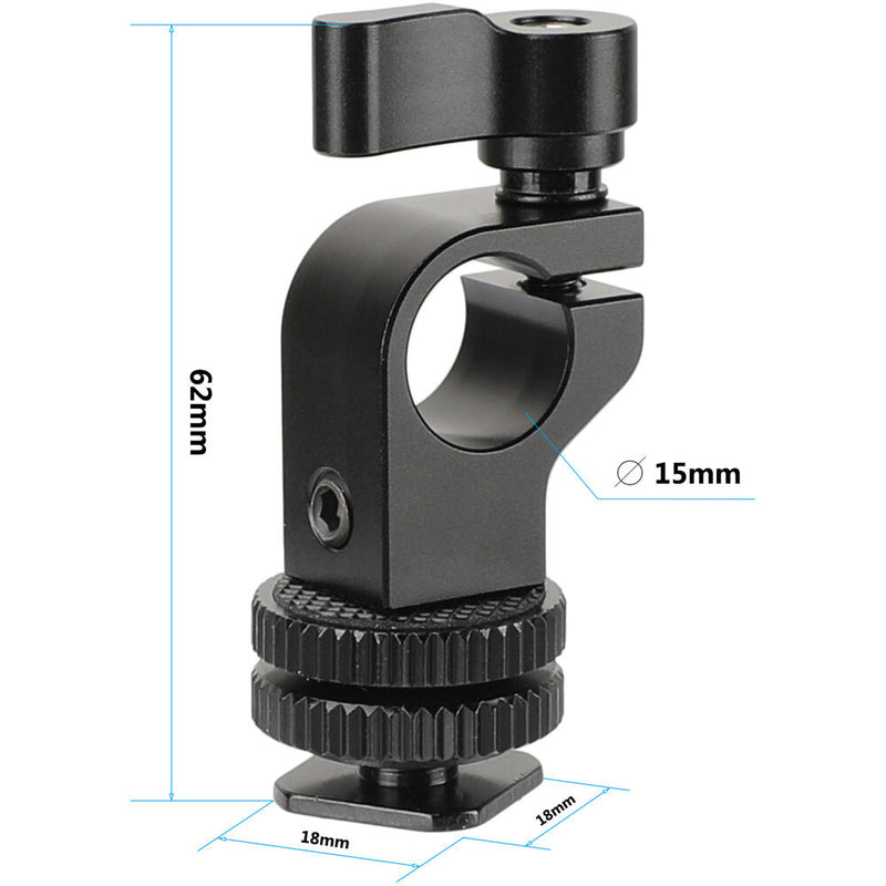 CAMVATE Single 15mm Rod Holder with Shoe Mount