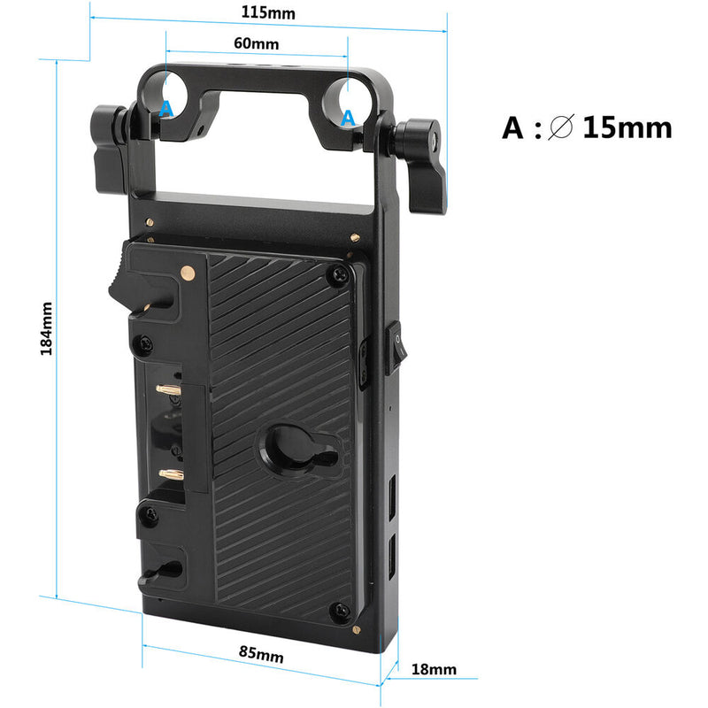 CAMVATE Gold Mount Battery Plate with 15mm Rod Clamp & NP-FW50 Dummy Battery