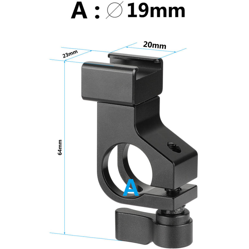 CAMVATE 19mm Single-Rod Clamp with Cold Shoe (Black Lever)