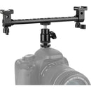 CAMVATE T-Bar Bracket Arm with Double Cold Shoe Mounts & Adjustable 1/4" Ball Head Holder