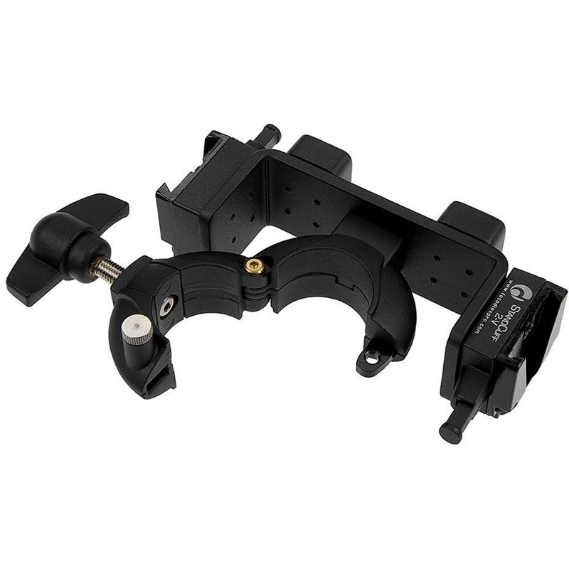 FotodioX Standcuff 2-V - Compact 2x 3/8"& 1/4"-20  V-Lock Battery Stand Mount with Geared Locking Mechanism