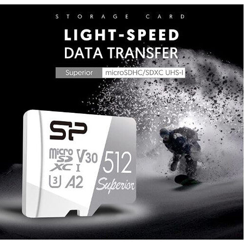 Silicon Power 512GB Superior UHS-I microSDXC Memory Card with SD Adapter