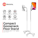 CTA Digital Compact Gooseneck Floor Stand for 7-13" Tablets (White)