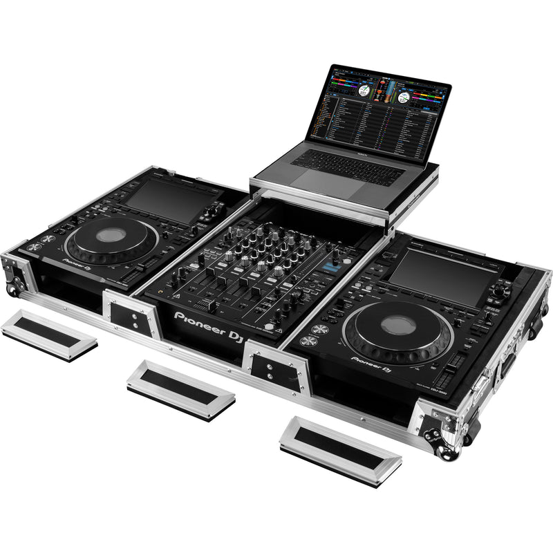 Odyssey Extra-Deep Coffin Flight Case with Glide Platform for 12" DJ Mixer and Two Large-Format Media Players (Black and Silver)