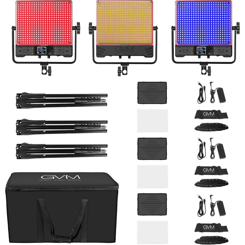 GVM 50SM RGB LED Double-sided Light Bi-Color Soft Panel 3-Light Kit