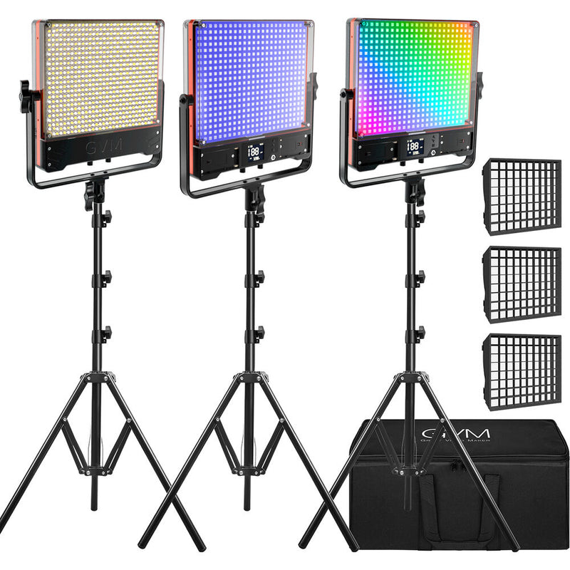 GVM 50SM RGB LED Double-sided Light Bi-Color Soft Panel 3-Light Kit