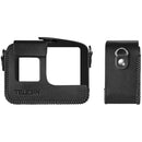 TELESIN Black Faux Leather Case with Neck Strap for GoPro HERO5/6/7