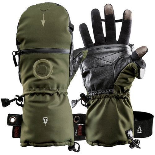 The Heat Company Heat 3 Smart Mittens/Gloves (Size 7, Dark Army Green)