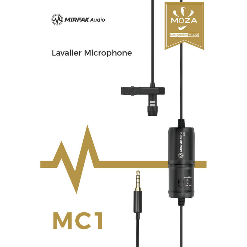 Moza MC1 Lavalier Microphone for Camera and Phone (19.7' Cable)