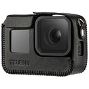 TELESIN Black Faux Leather Case with Neck Strap for GoPro HERO8