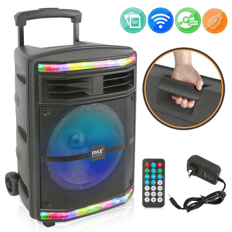 Pyle Pro PPHP1044B 10" 2-Way 600W Portable Bluetooth PA Speaker with Light Show