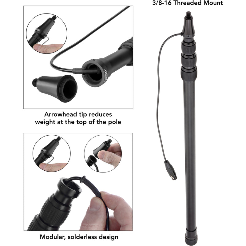 Auray BP-47A Aluminum Boompole with Internal Coiled Cable and Bottom Exit (7.5')