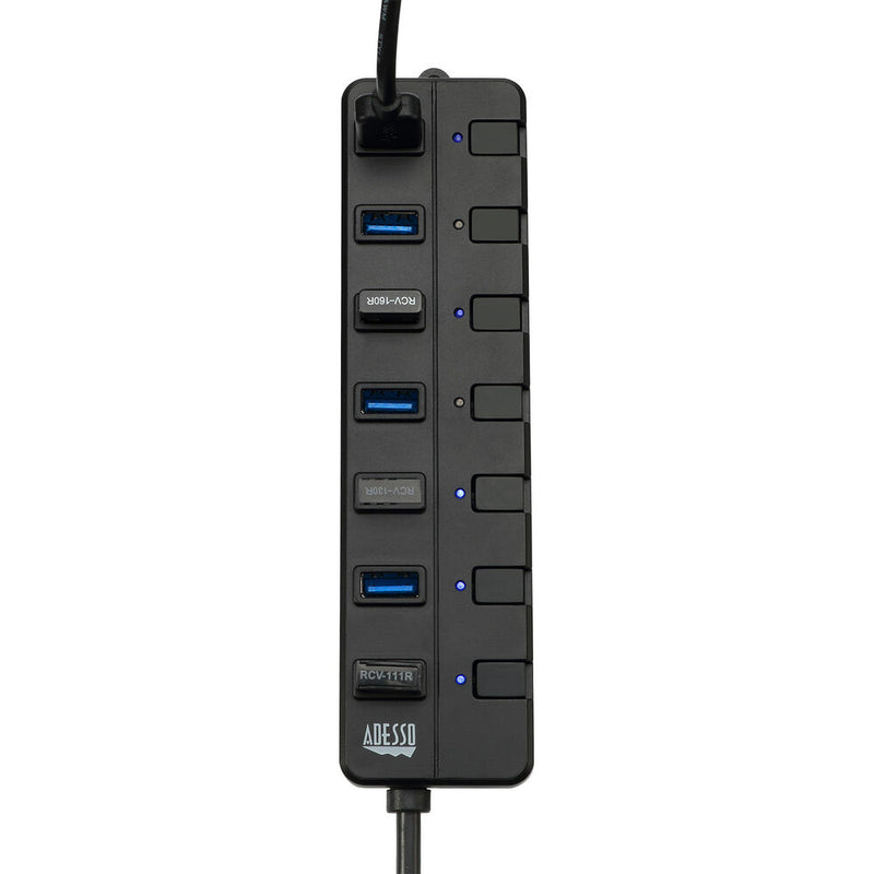 Adesso 7-Port USB 3.0 Hub with Power Switch and Adapter