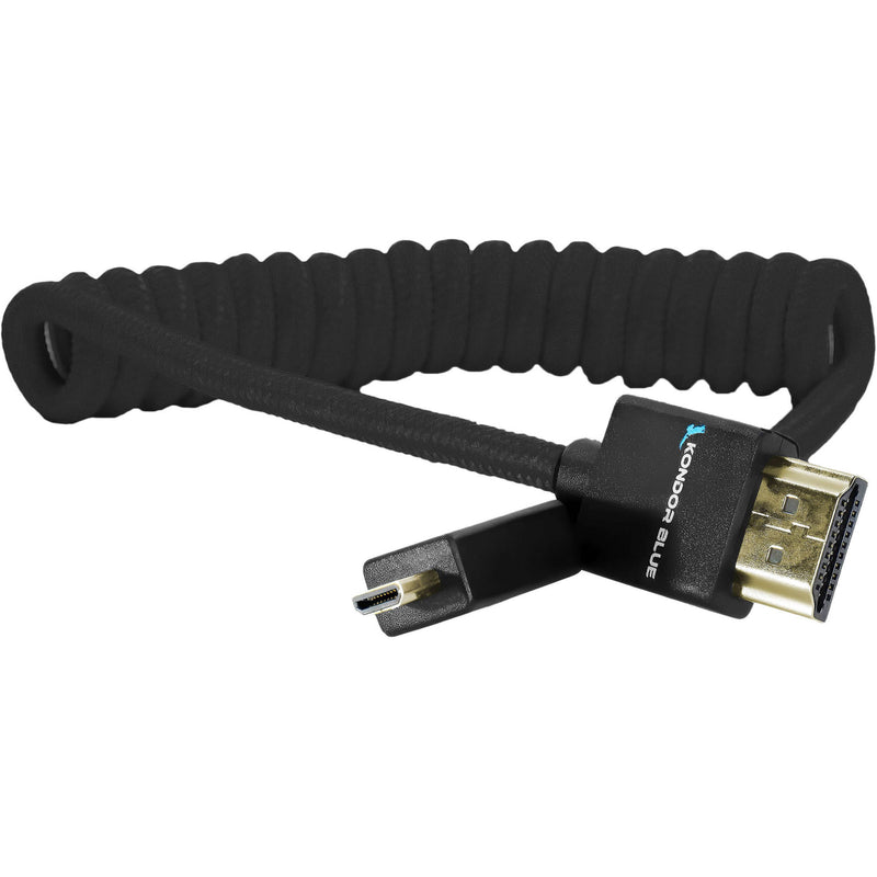 Kondor Blue Coiled Micro-HDMI to&nbsp;HDMI Cable (Black, 12 to 24")