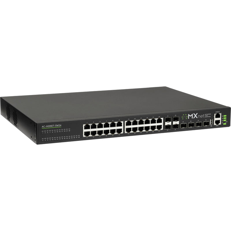 AVPro Edge AC-MXNET-SW24 24-Port Gigabit PoE+ Compliant Network Switch with 10G SFP+