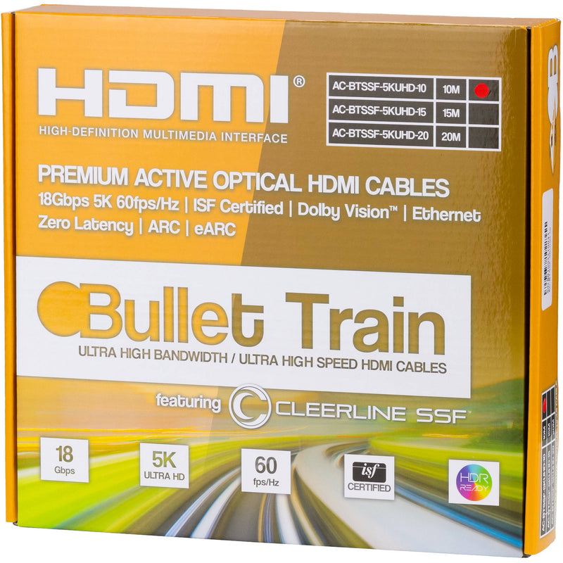 Bullet Train 5K Premium Active Optical HDMI Cable with Cleerline SSF Fiber Optic Strands (98.4')