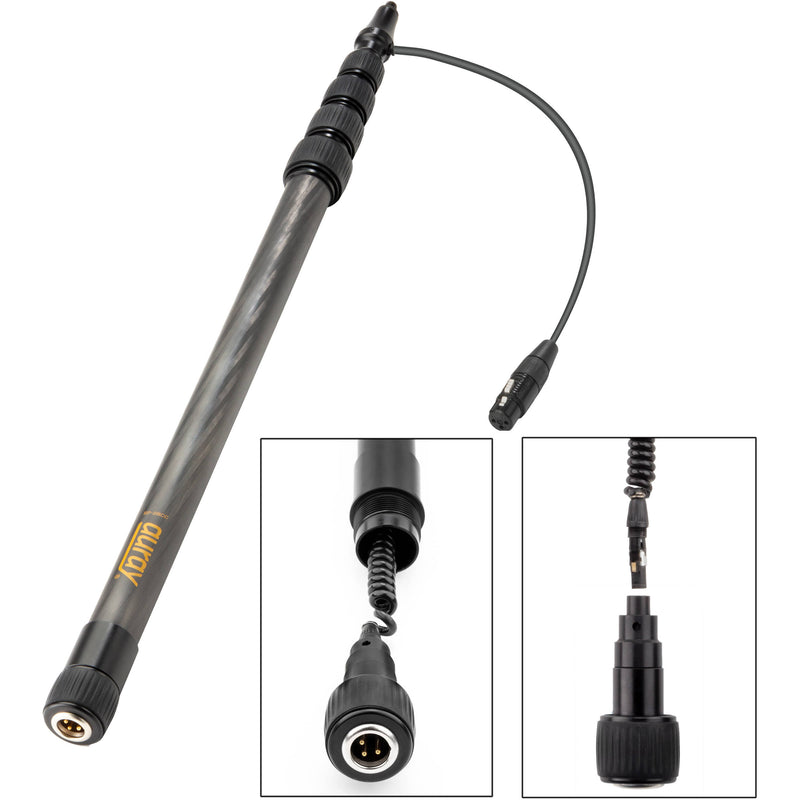 Auray BP-28CC Carbon Fiber Boompole with Internal Coiled Cable and Bottom Exit (7.7')