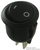 MULTICOMP R13-244A-02-BB-3A Rocker Switch, Round, Non Illuminated, DPST, On-Off, Black, Panel, 10 A