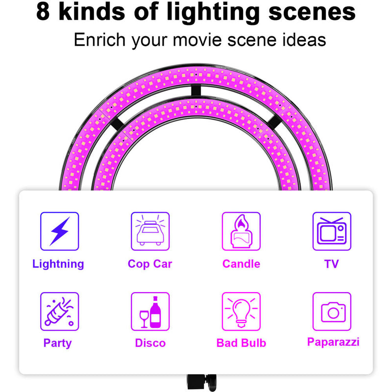 GVM Bi-Color RGB LED Soft Double Ring Light (18")