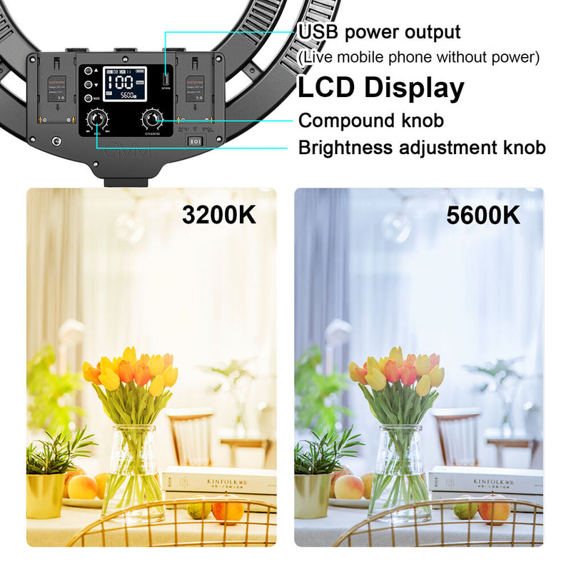 GVM Bi-Color RGB LED Soft Double Ring Light (18")