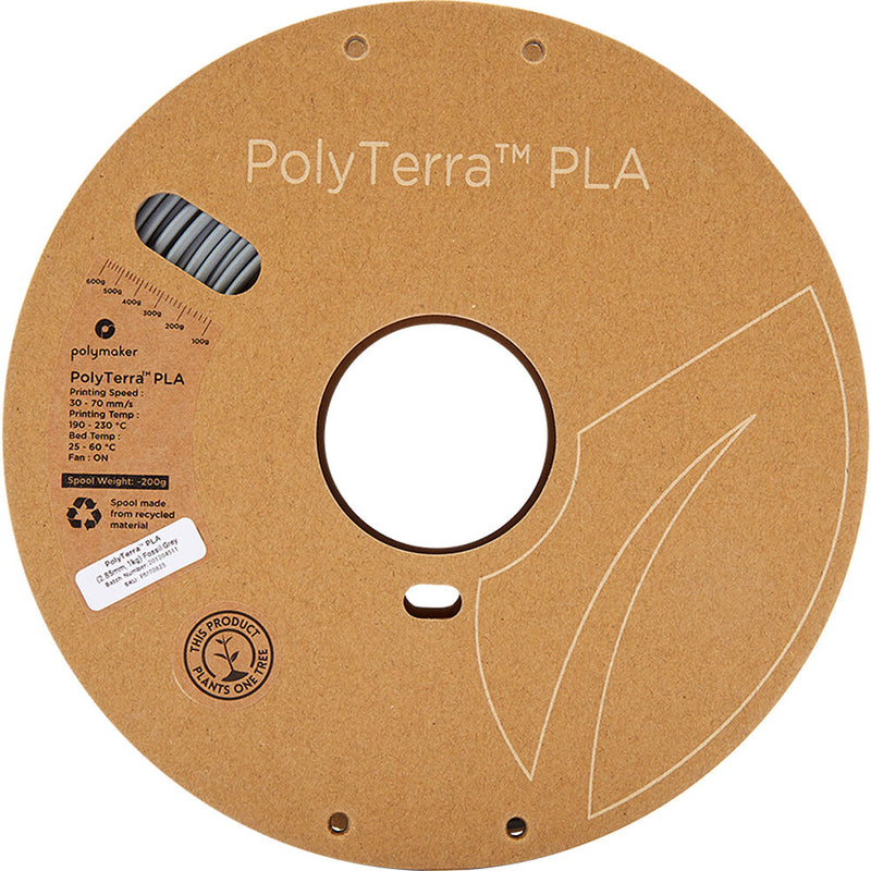 Polymaker PolyTerra PLA Eco Friendly 3D Printing Filament 2.2 lb (2.85mm Diameter, Fossil Grey)