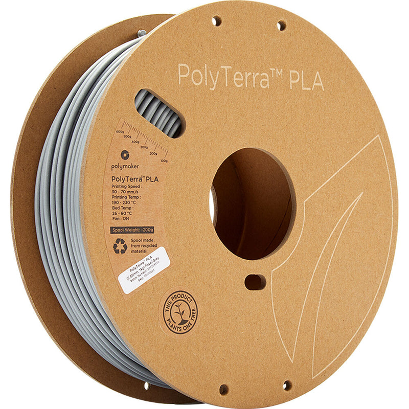 Polymaker PolyTerra PLA Eco Friendly 3D Printing Filament 2.2 lb (2.85mm Diameter, Fossil Grey)